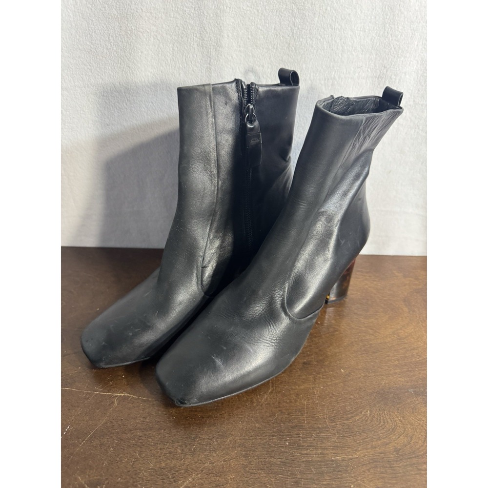 Kurt Geiger London Ankle Boots Woman US 8.5 Black Leather Tortoise Heel